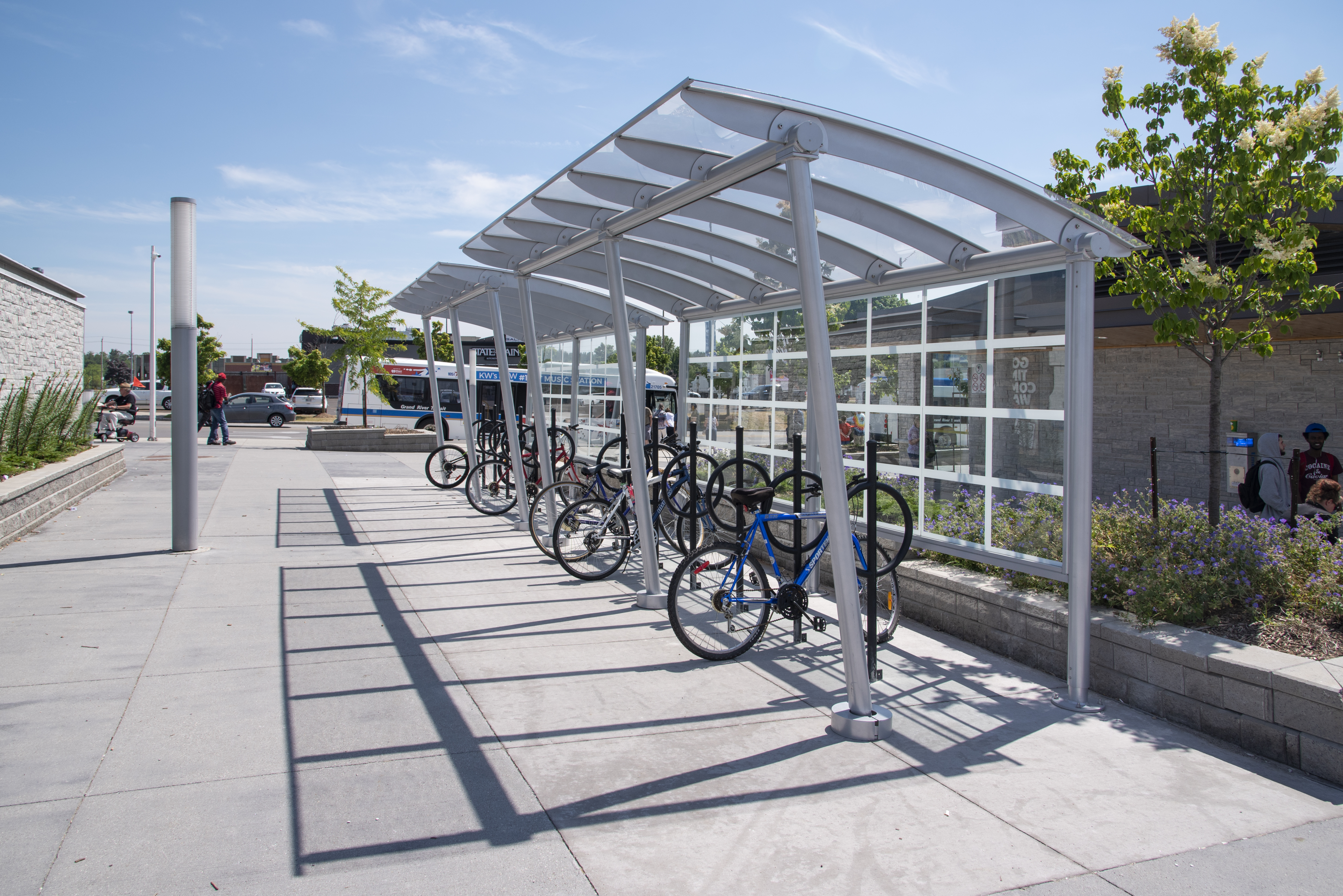 Covered bike parking at Cambridge Centre Station