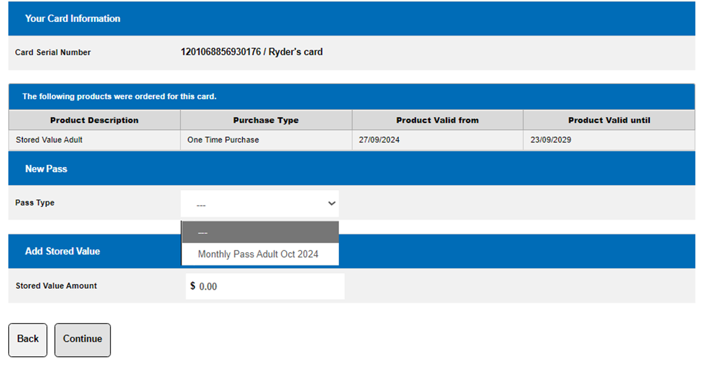 Adding fare products in My EasyGO