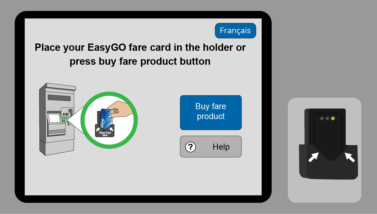 Gif showing the steps to load stored value at a fare vending machine