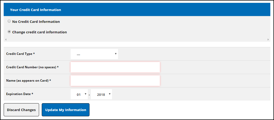 Changing credit card information in My EasyGO